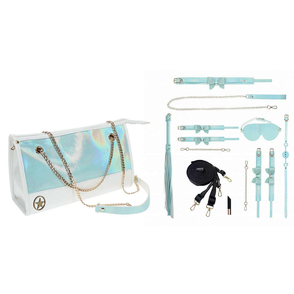 OUCH! Paris Collection - Kit with Bag - Baby Blue Bondage Set with Bag - 8 Piece Kit Shots Toys